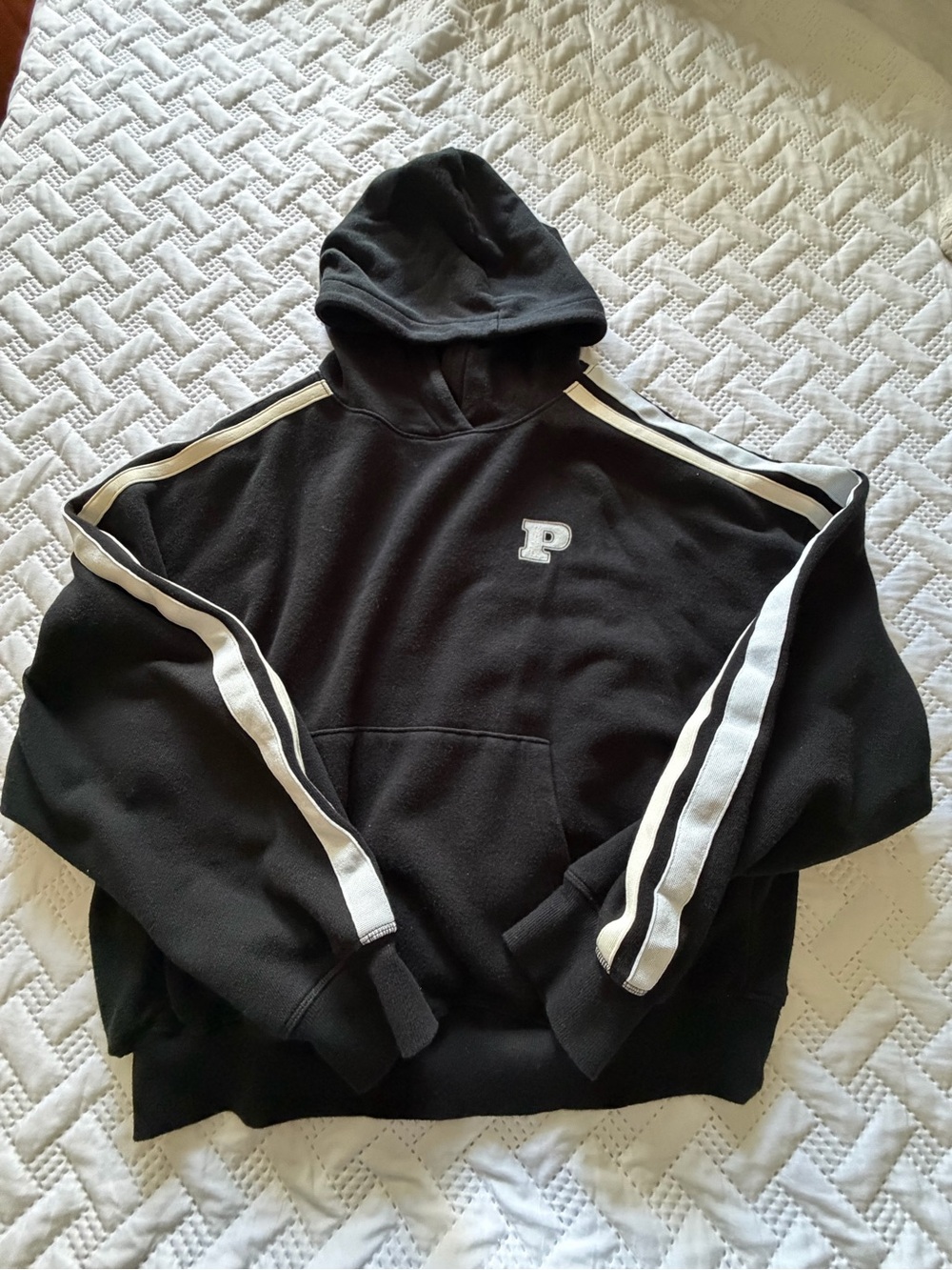 PINK Victoria's Secret Black Sweatshirt with Cream 'P' Patch